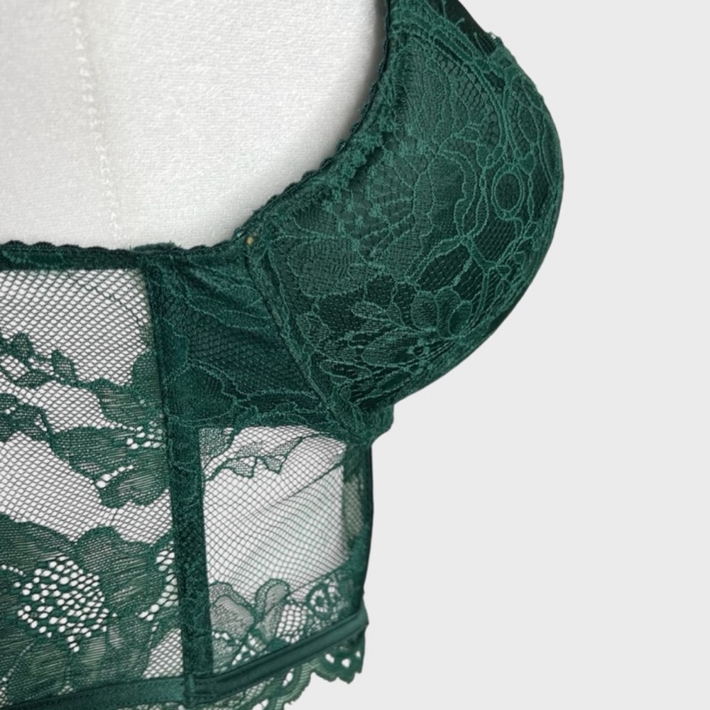 Victoria's Secret Very Sexy Push Up Bra Emerald Green Corset Top 36B LIKE NEW - Picture 7 of 12